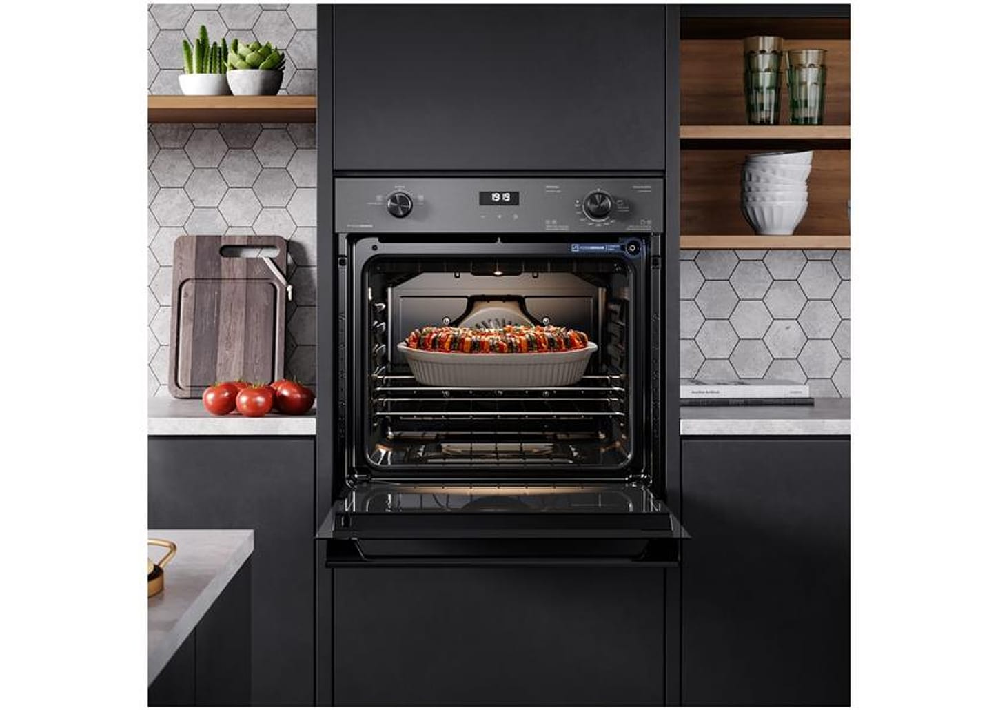 Forno a Gás de Embutir Electrolux Grill Convecção com Timer 80L Cinza Experience OE8GF