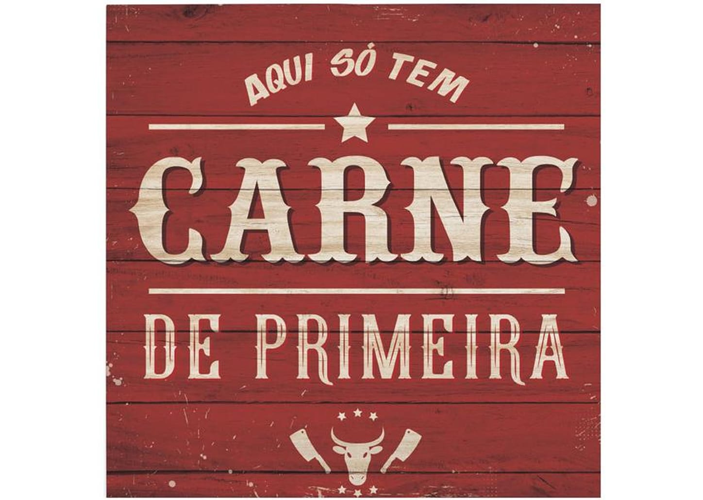 Placa Decorativa MDF Open Bar Carne de Primeira 29x29cm Design Up Living