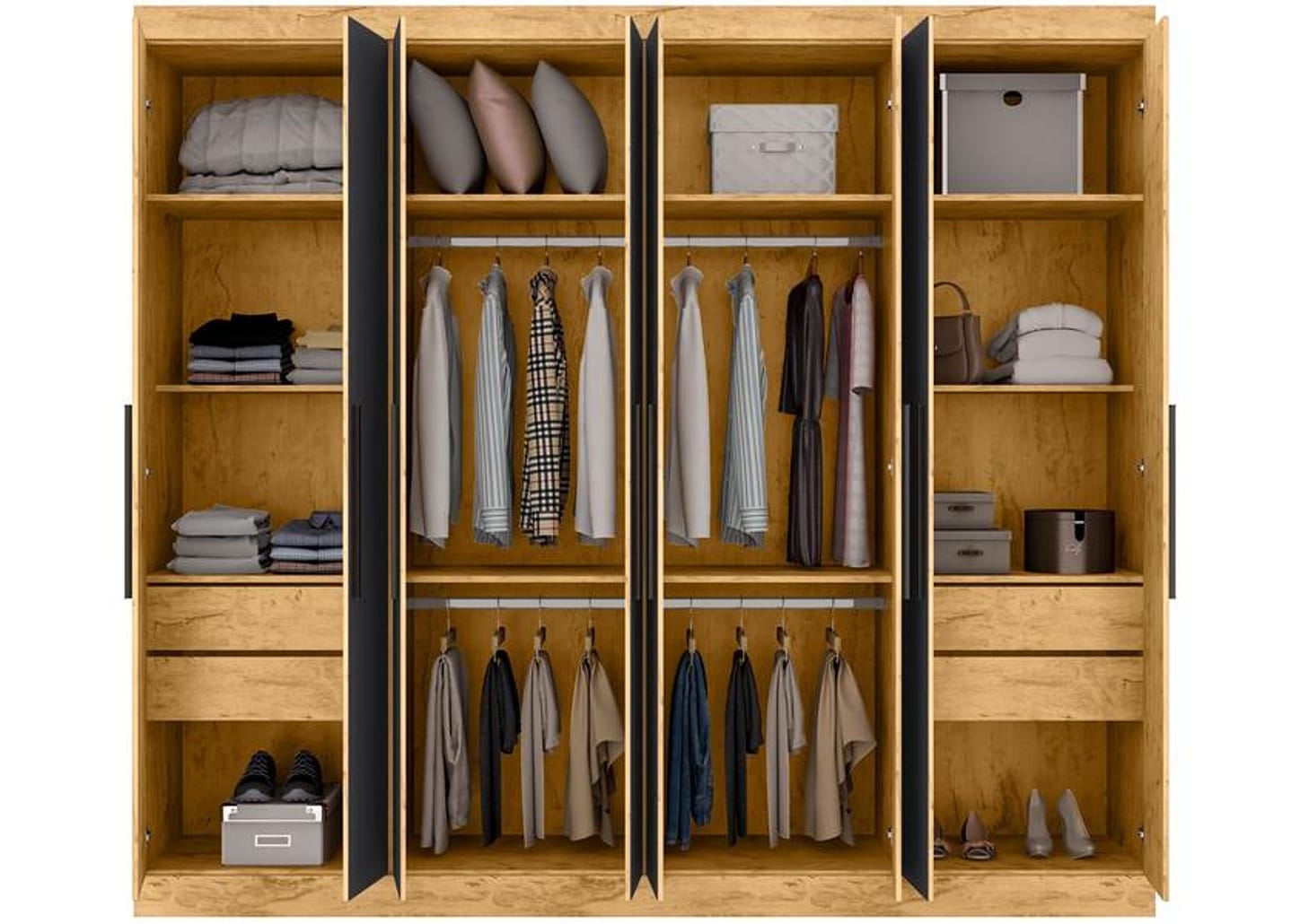 Guarda-roupa Casal 8 Portas 4 Gavetas - Araplac Porto