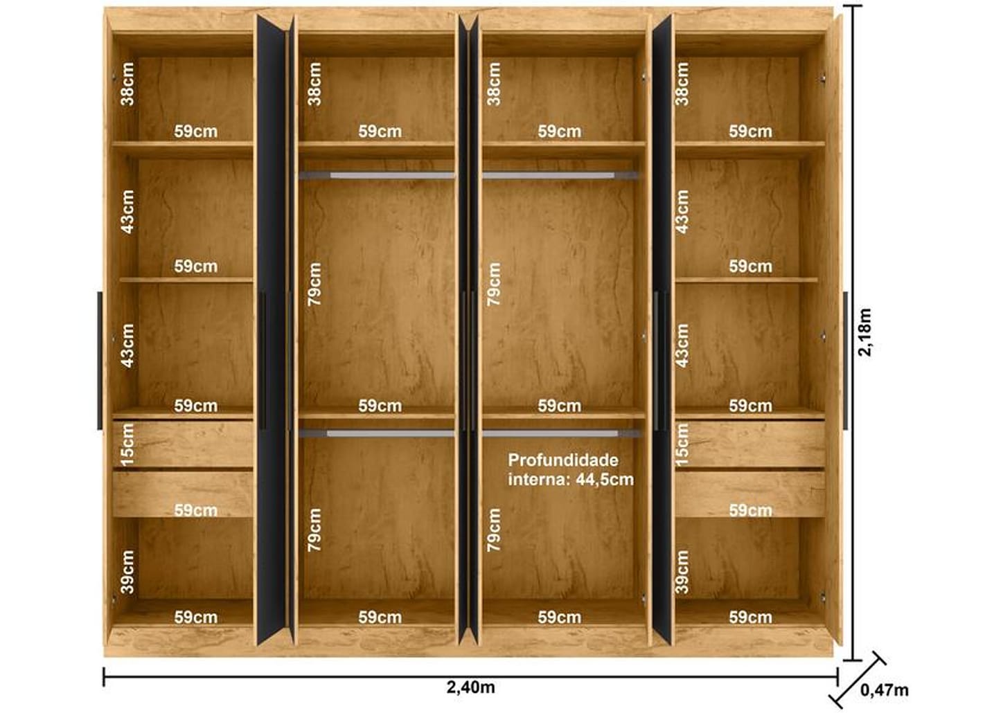 Guarda-roupa Casal 8 Portas 4 Gavetas - Araplac Porto