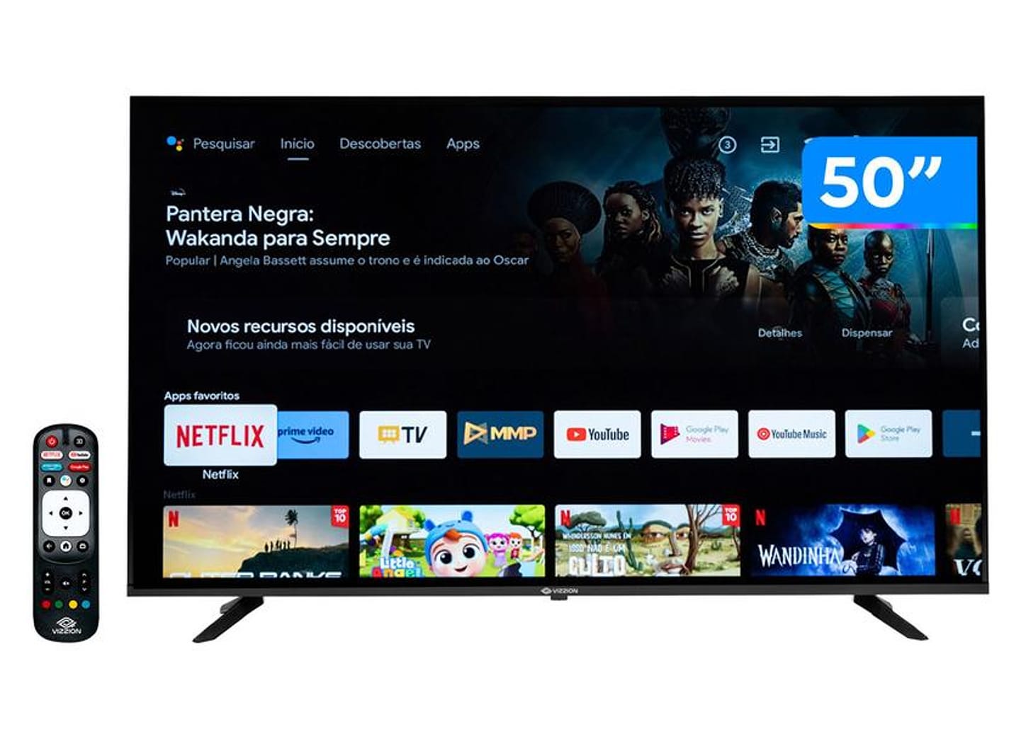 Smart TV 50” 4K DLED Rig Vizzion BR50GUA IPS - Android Wi-Fi Google Assistente 3 HDMI 2 USB