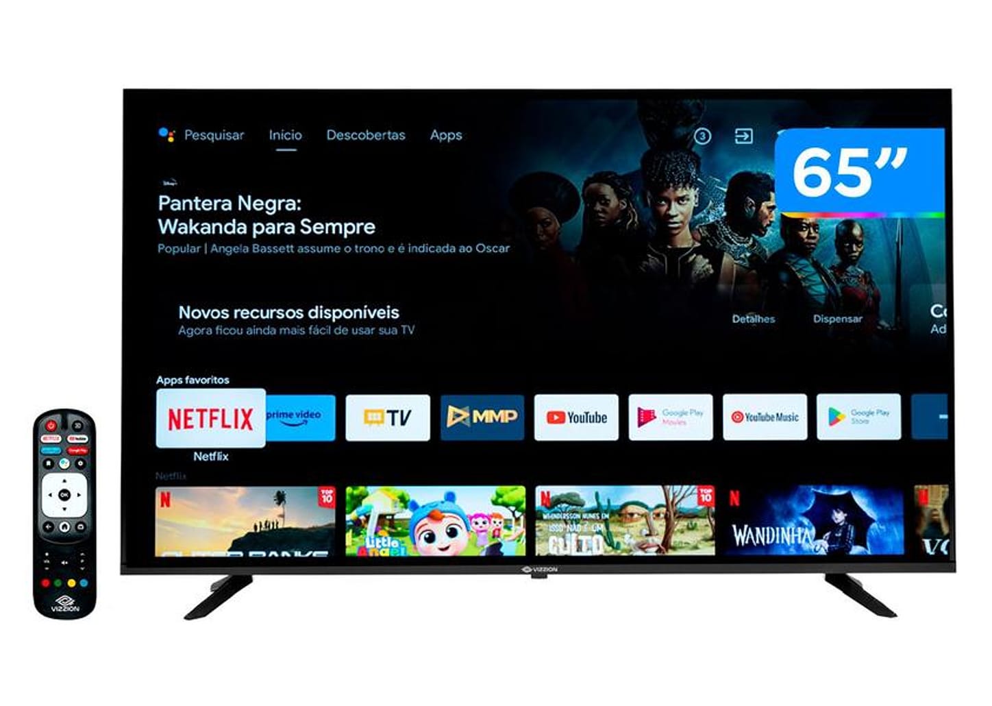 Smart TV 65” 4K DLED Rig Vizzion BR65GUA IPS - Android Wi-Fi Google Assistente 3 HDMI 2 USB