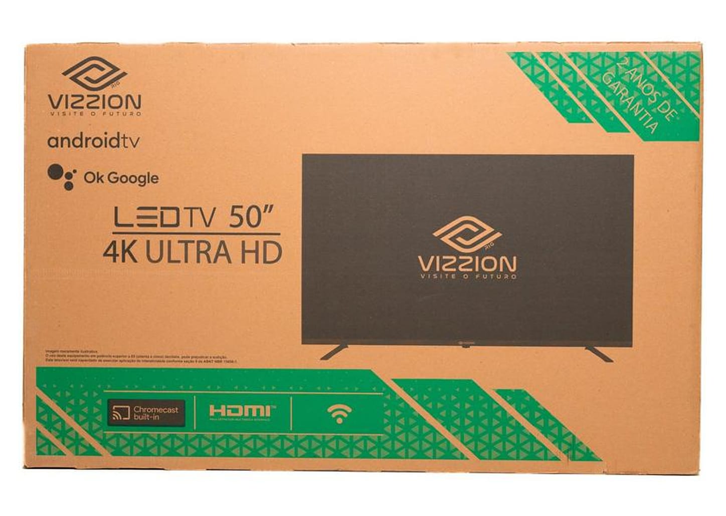 Smart TV 50” 4K DLED Rig Vizzion BR50GUA IPS - Android Wi-Fi Google Assistente 3 HDMI 2 USB