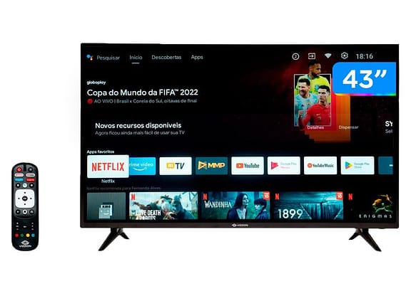 Smart TV 43” Full HD DLED Rig Vizzion BR43D1SA - IPS 2 HDMI 2 USB