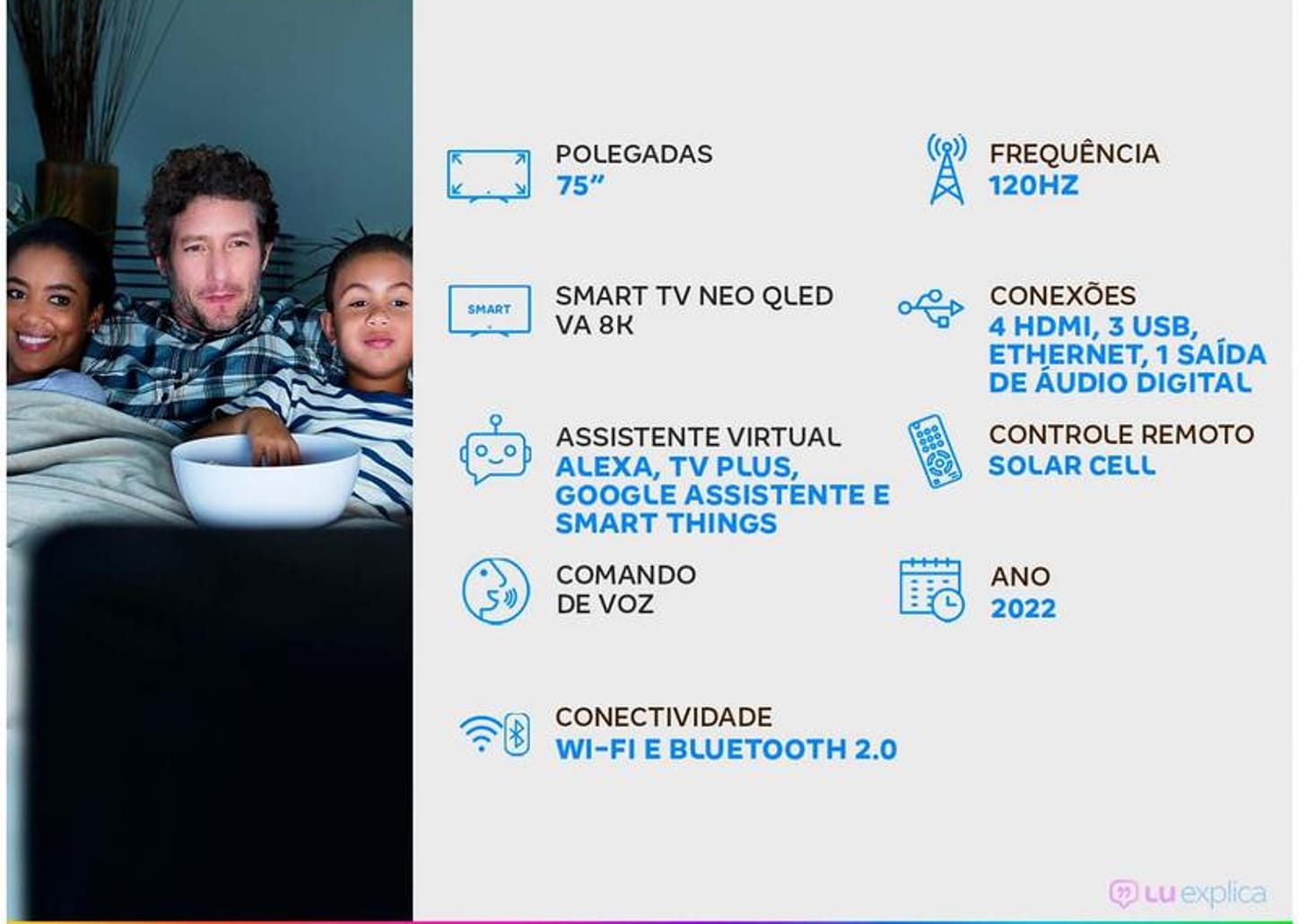 Smart TV 75” 8K Neo QLED Samsung QN75QN900B - VA 120Hz Wi-Fi Bluetooth HDR Alexa 4 HDMI 3 USB