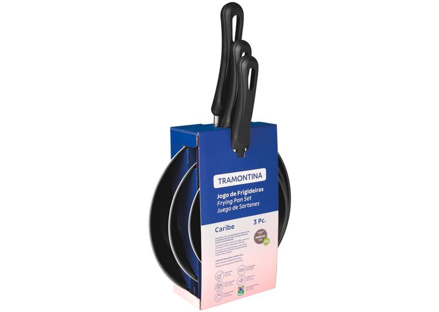 Conjunto de Frigideiras Antiaderente Tramontina de Alumínio Caribe Vermelho 3 Peças