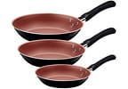 Conjunto de Frigideiras Antiaderente Tramontina de Alumínio Caribe Preto e Salmão 3 Peças