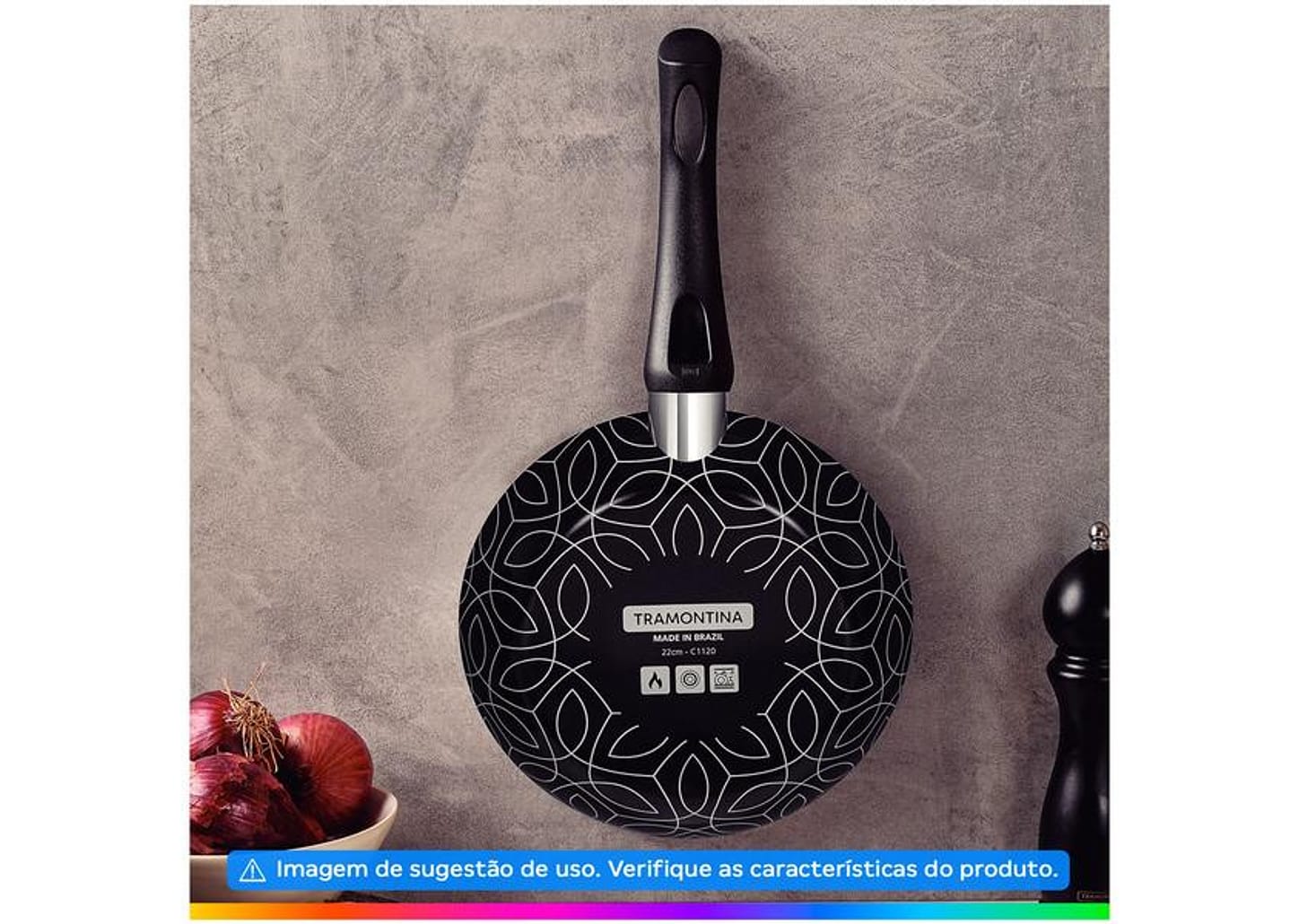 Frigideira Antiaderente Tramontina de Alumínio Paris Preto 26cm com Espátula