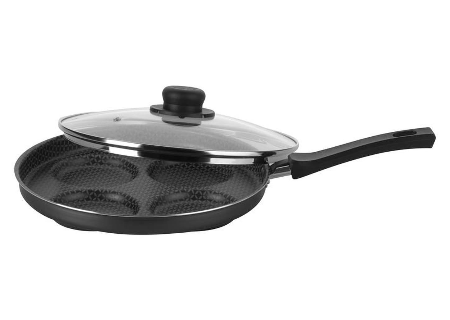 Frigideira 4 Ovos Antiaderente Multiflon de Alumínio com Tampa Gourmet Cinza 26cm