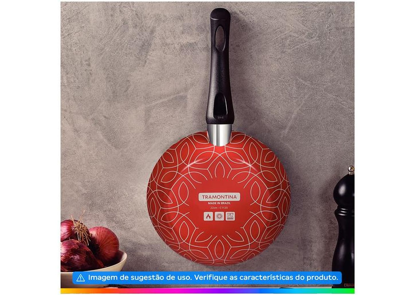 Frigideira Antiaderente Tramontina de Alumínio Paris Vermelha 28cm com Espátula