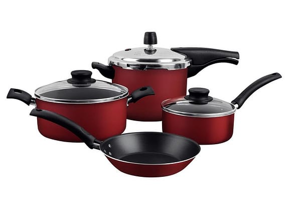 Jogo de Panelas Tramontina Antiaderente de Alumínio Vermelho 4 Peças Turim