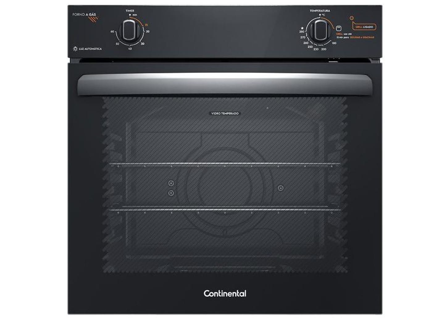 Forno a Gás de Embutir Continental 80L - Preto OC8GM