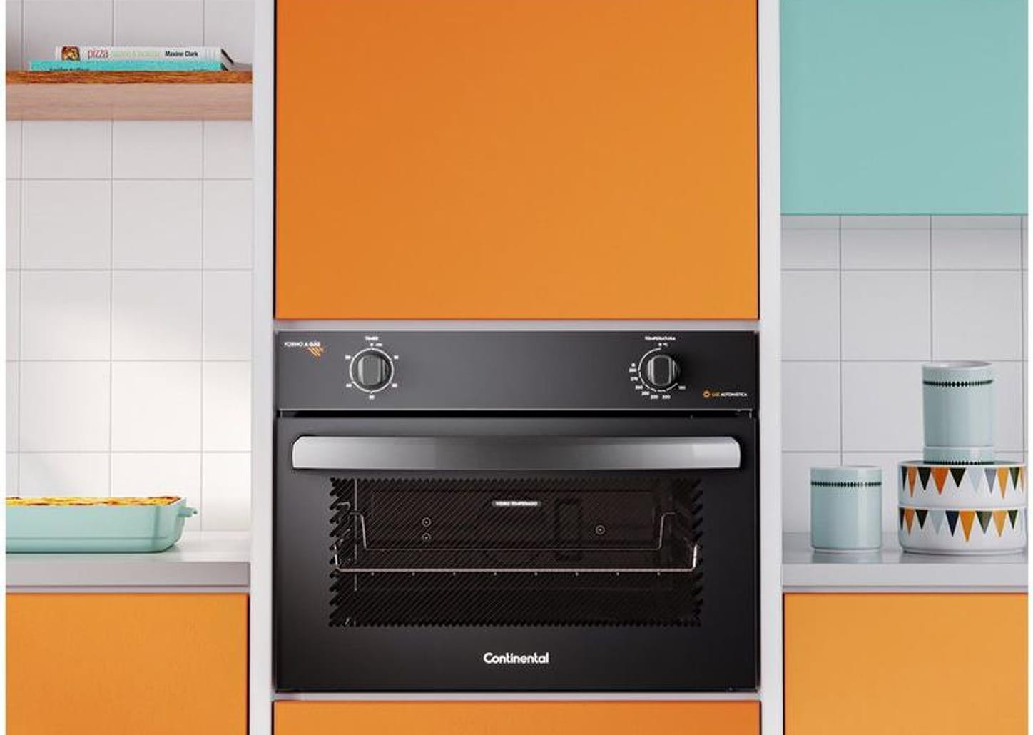Forno a Gás de Embutir Continental 50L Preto - OC4GM