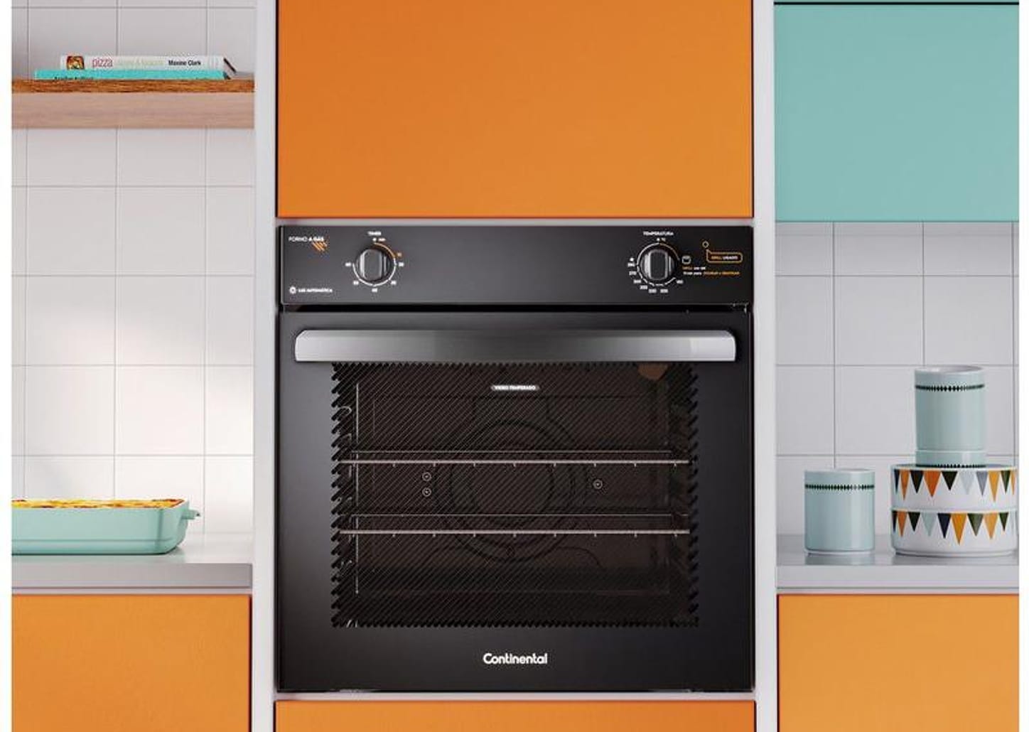 Forno a Gás de Embutir Continental 80L - Preto OC8GM