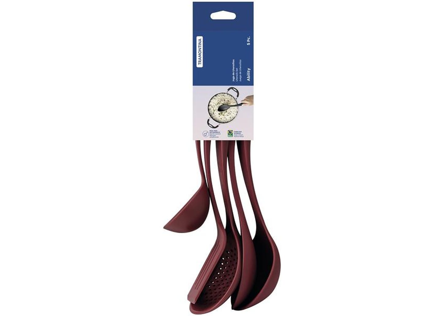 Conjunto de Utensílios de Nylon Tramontina Ability Vermelho 5 Peças
