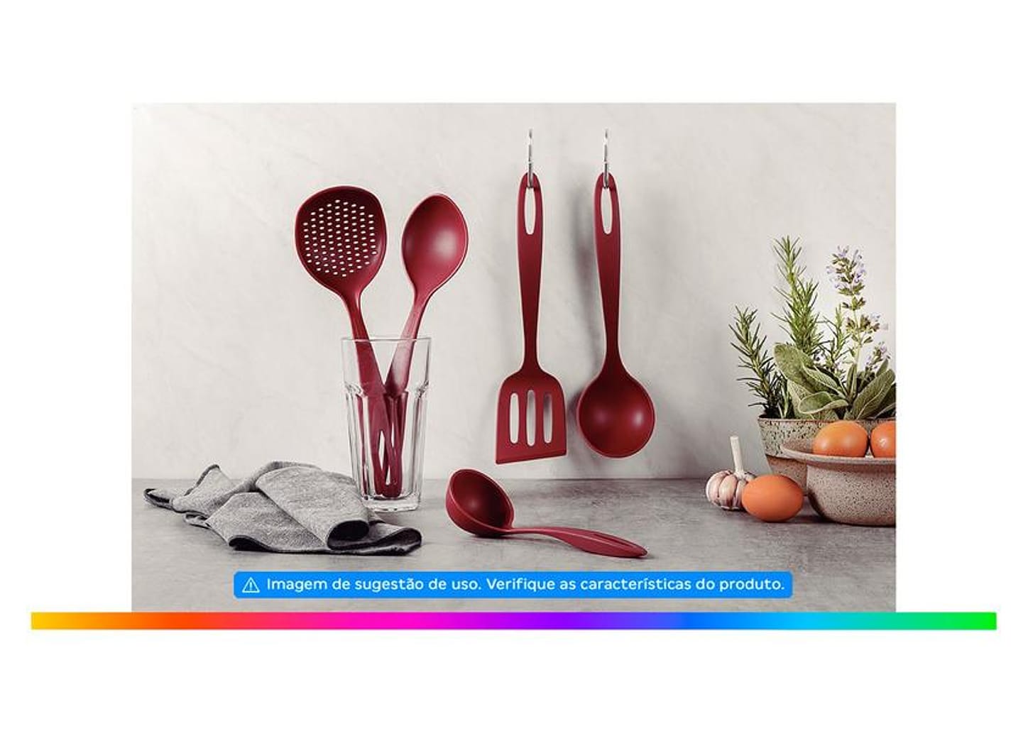 Conjunto de Utensílios de Nylon Tramontina Ability Vermelho 5 Peças