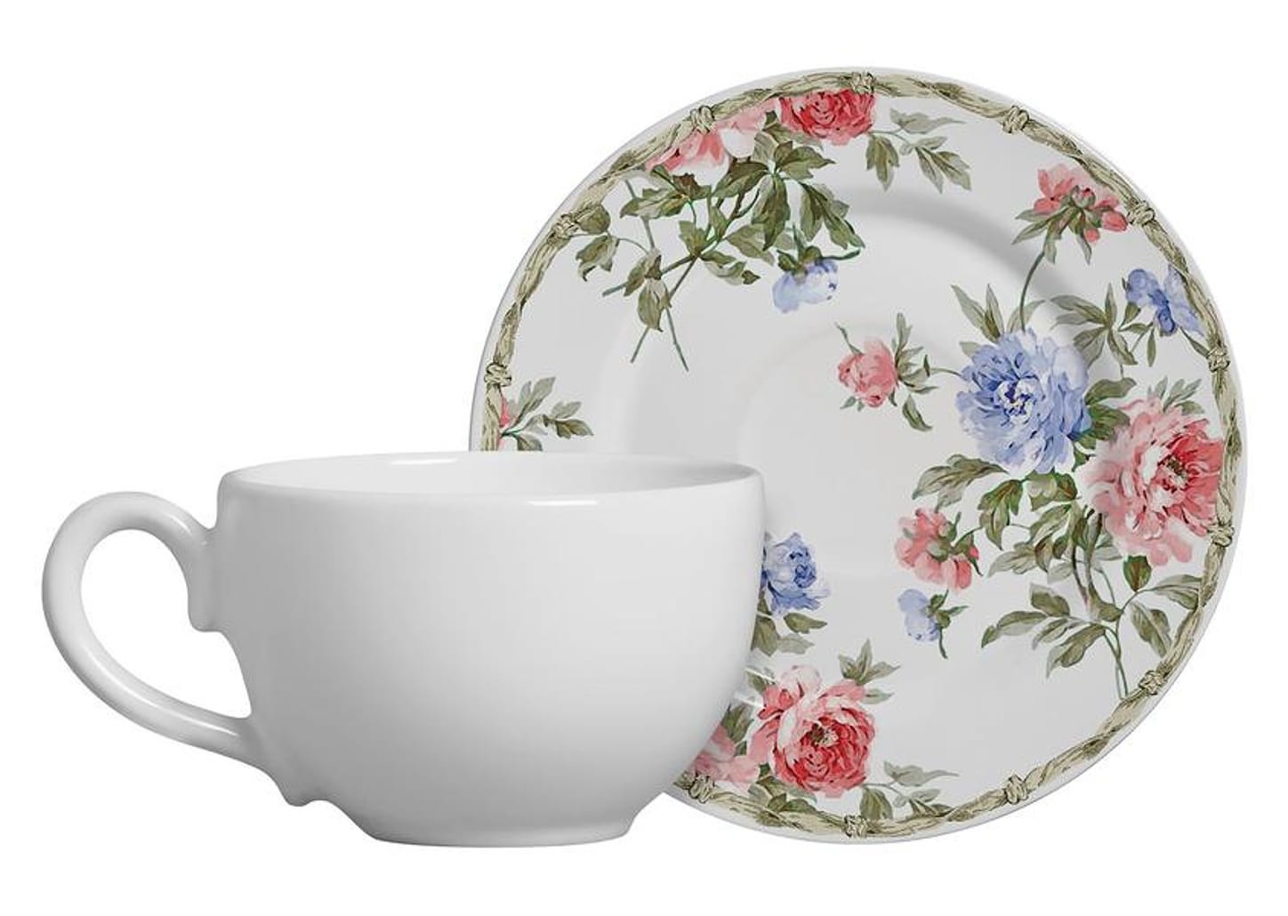 Aparelho de Jantar Chá 20 Peças Alleanza Faiança - Redondo Flat Romantica