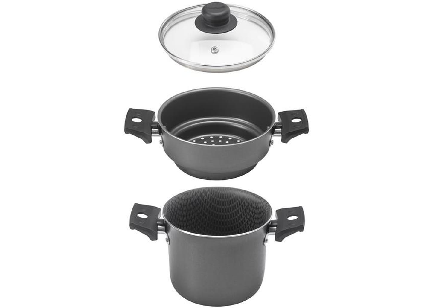 Cozi Vapore Multiflon Alumínio Antiaderente 14cm 900ml Cinza com Tampa Gourmet