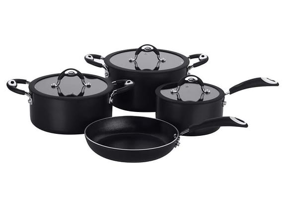 Jogo de Panelas Multiflon Antiaderente de Alumínio - Preto 4 Peças Dom