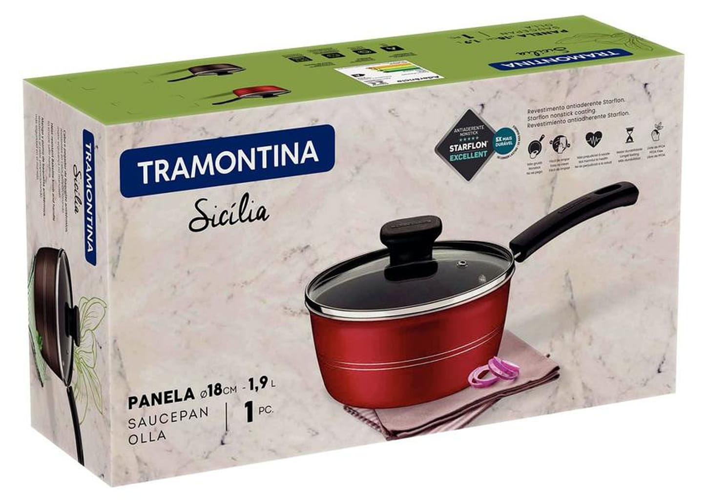 Panela Tramontina Antiaderente de Alumínio Vermelha 18cm 1,9L Sicília