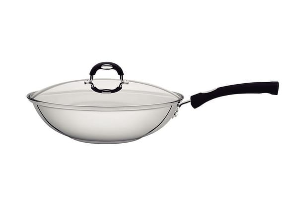 Panela Wok Antiaderente Fundo triplo Tramontina Solar Silicone Inox 28cm