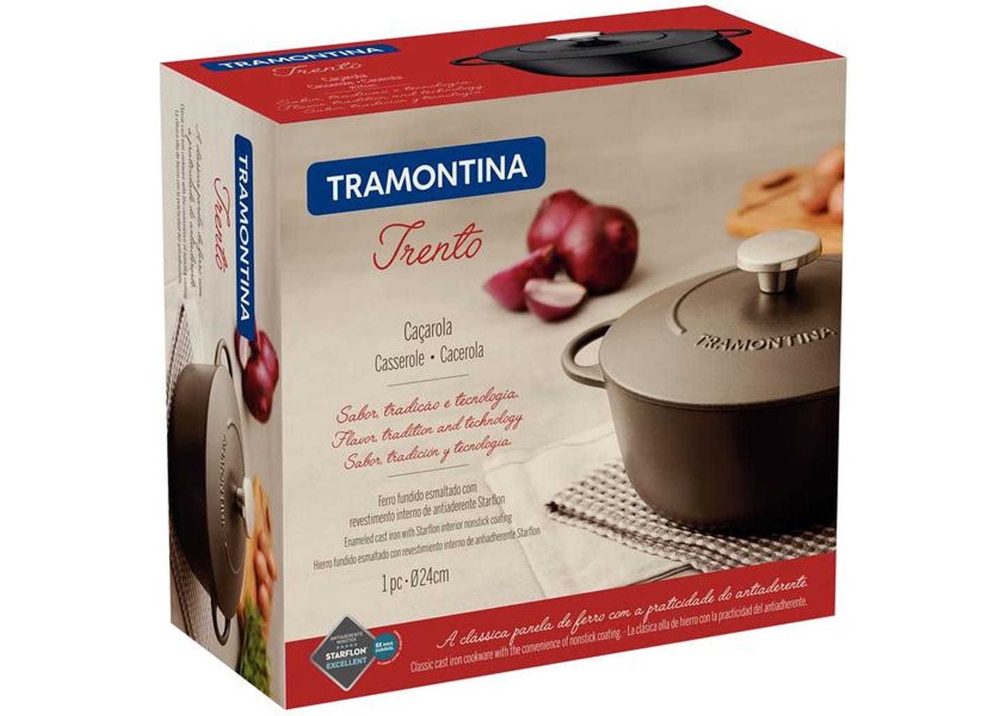 Caçarola Tramontina Antiaderente com Tampa 24cm 4L Preto Trento