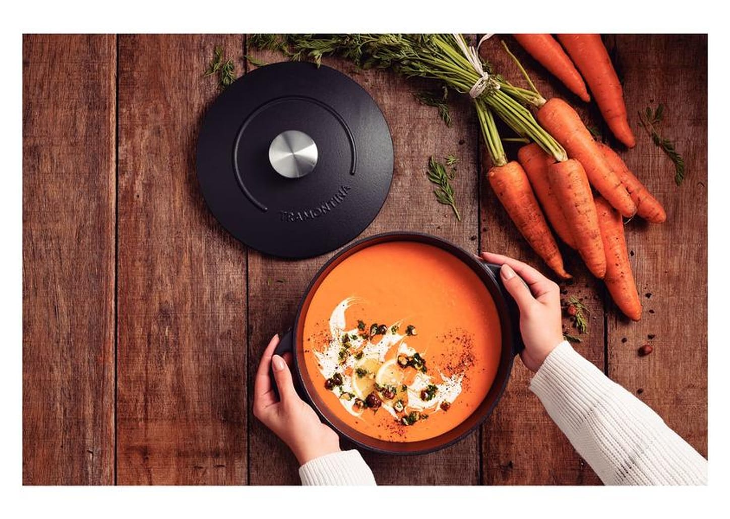 Caçarola Tramontina Antiaderente com Tampa 24cm 4L Preto Trento