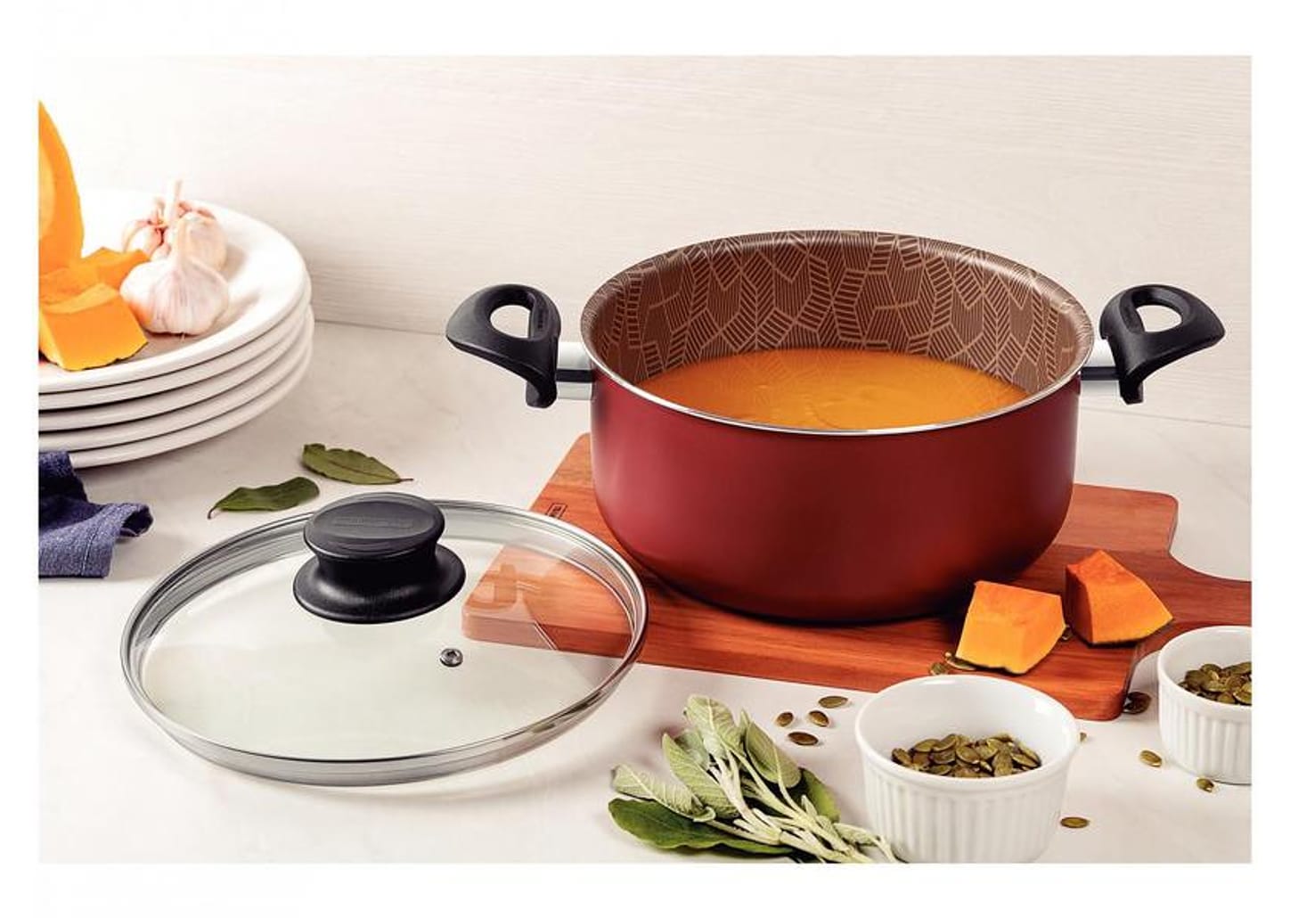 Caçarola Tramontina Antiaderente com Tampa Vermelho 3,8L 22cm Paris