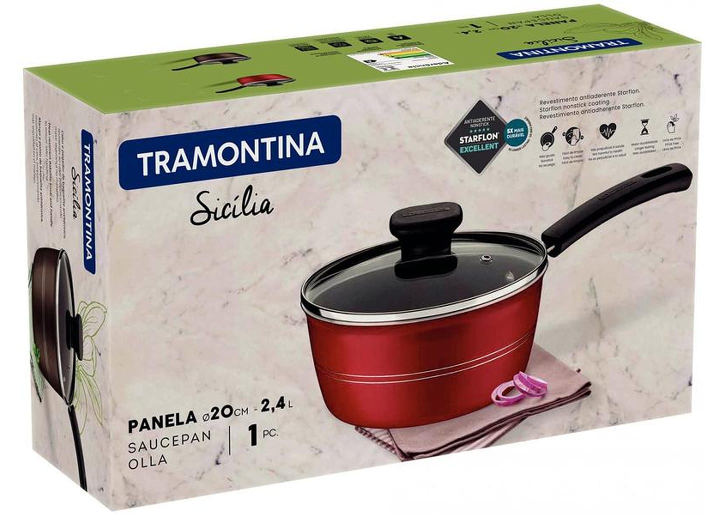 Panela Tramontina Sicília Antiaderente de Alumínio Vermelho 20cm