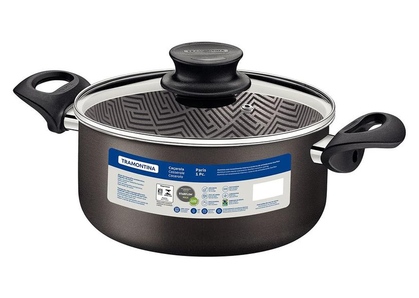 Caçarola Tramontina Antiaderente com Tampa Chumbo 6,3L 26cm Paris