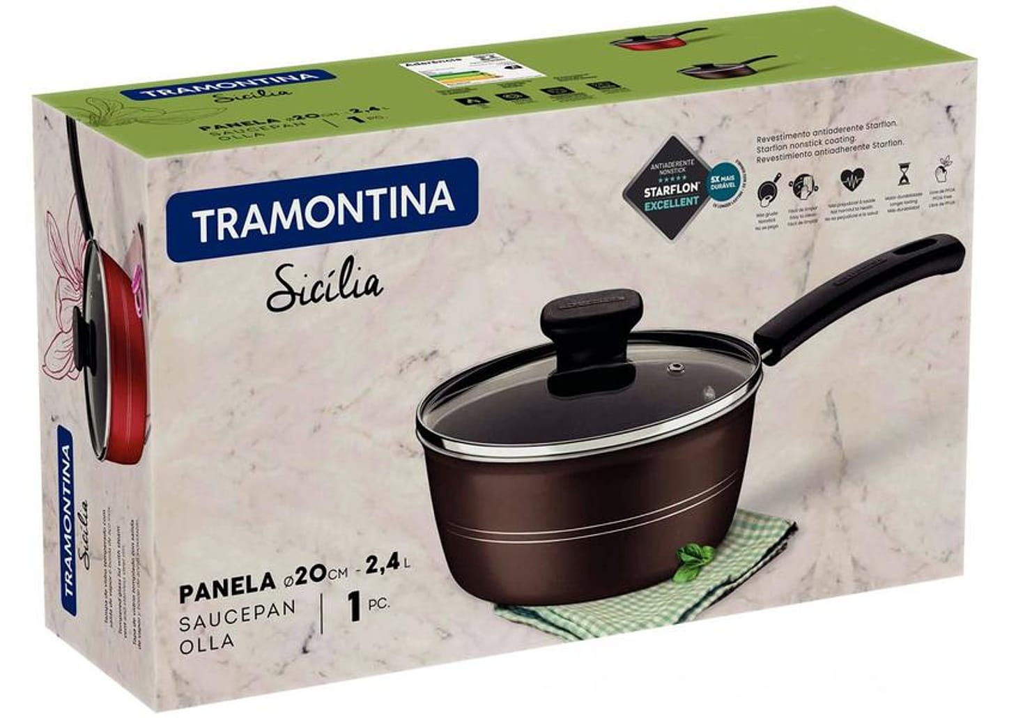 Panela Tramontina Sicília Antiaderente de Alumínio Avelã 20cm