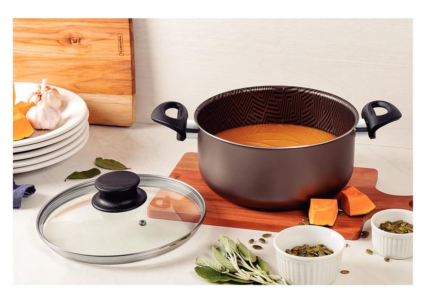 Caçarola Tramontina Antiaderente com Tampa Chumbo 3,8L 22cm Paris