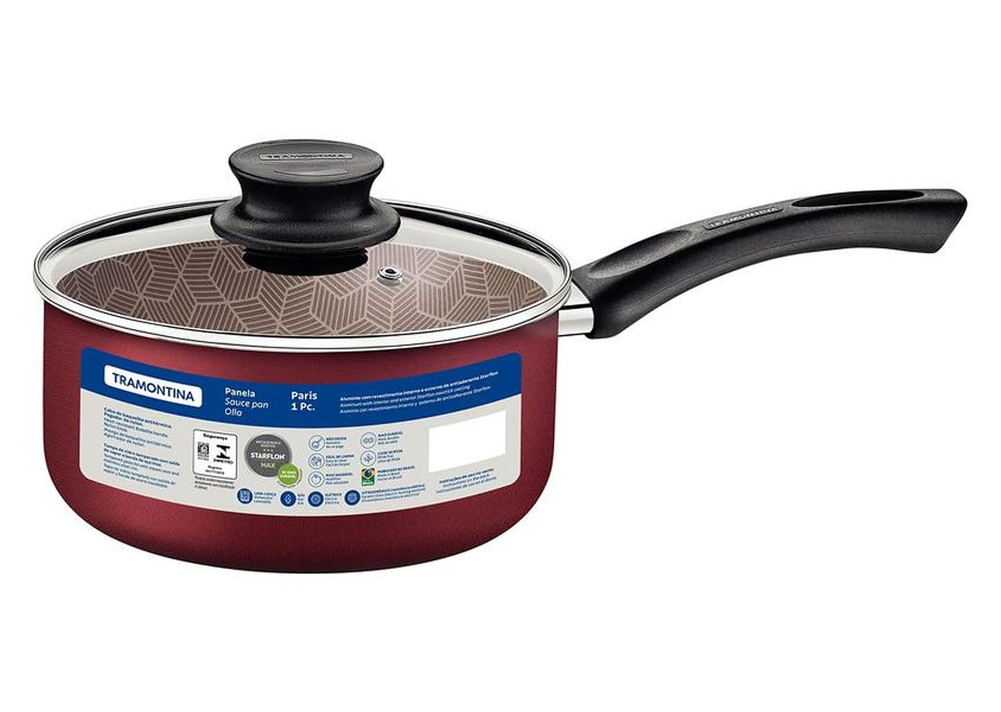 Panela Tramontina Paris Antiaderente de Alumínio Vermelho 20cm