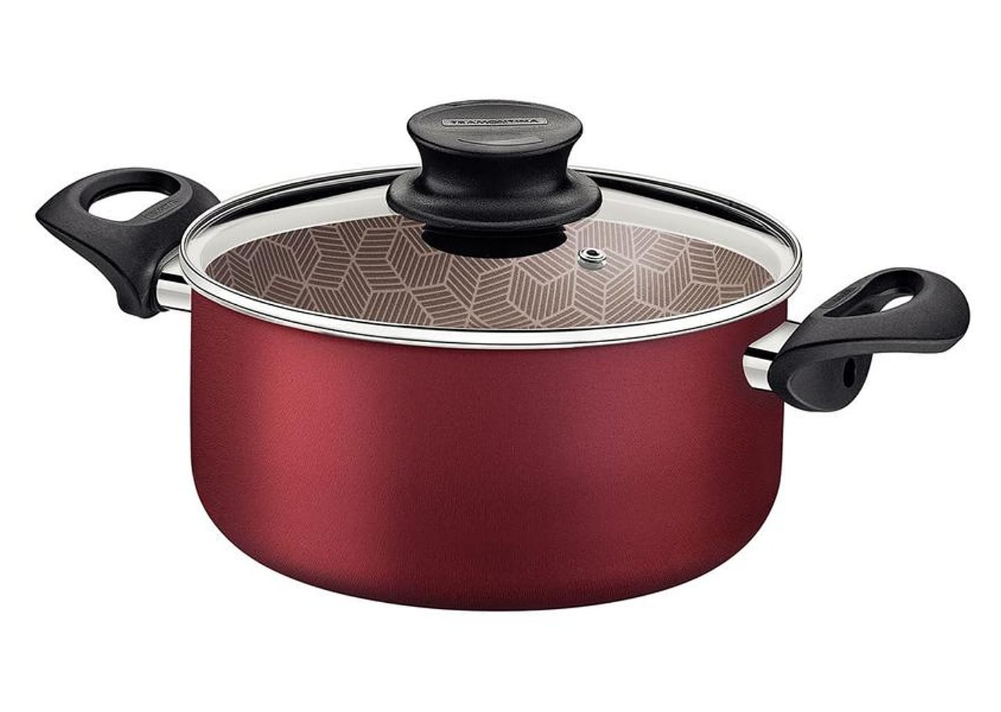 Caçarola Tramontina Antiaderente com Tampa Vermelha 6,3L 26cm Paris