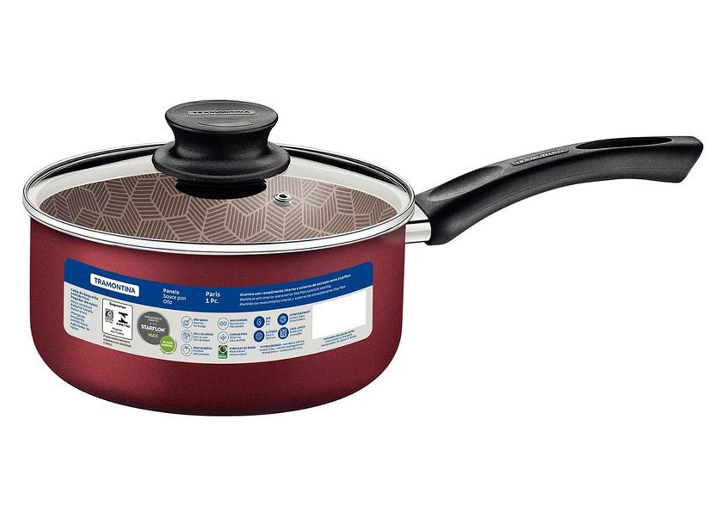 Panela Tramontina Antiaderente de Alumínio Vermelha 18cm 2,1L Paris