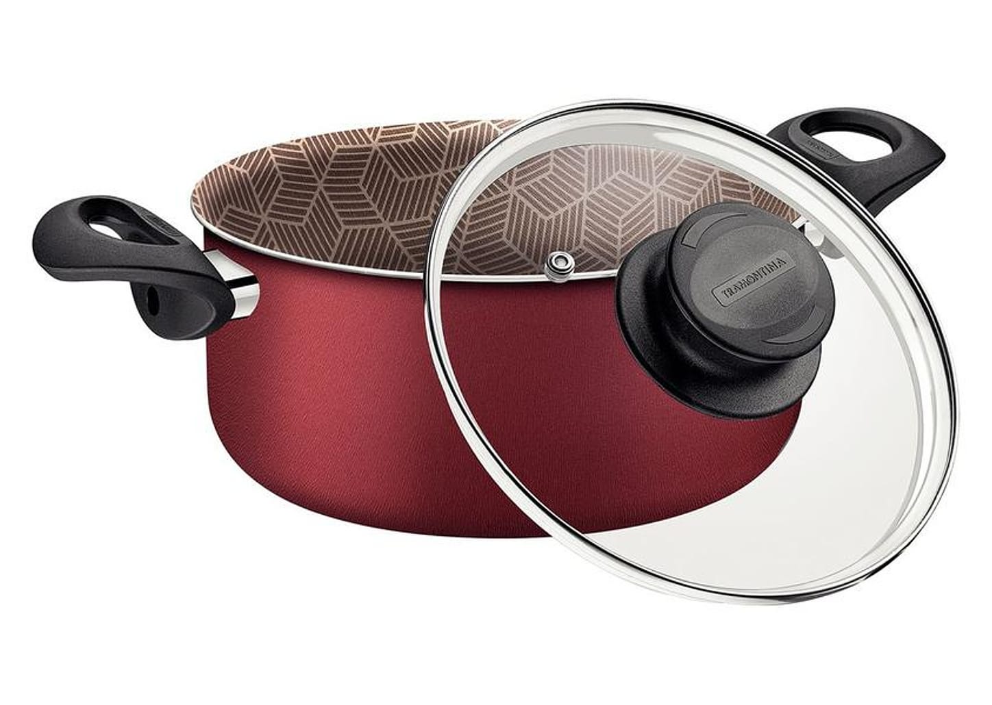 Caçarola Tramontina Antiaderente com Tampa Vermelha 8L 28cm Paris