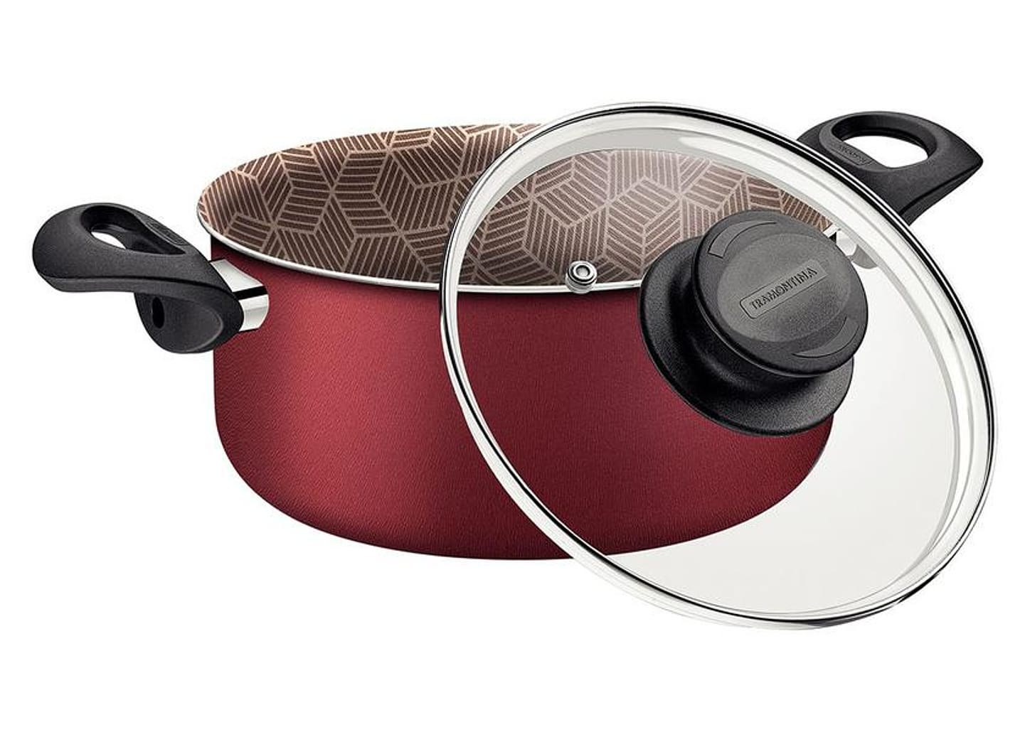 Caçarola Tramontina Antiaderente com Tampa - Vermelho 2,1L 18cm Paris