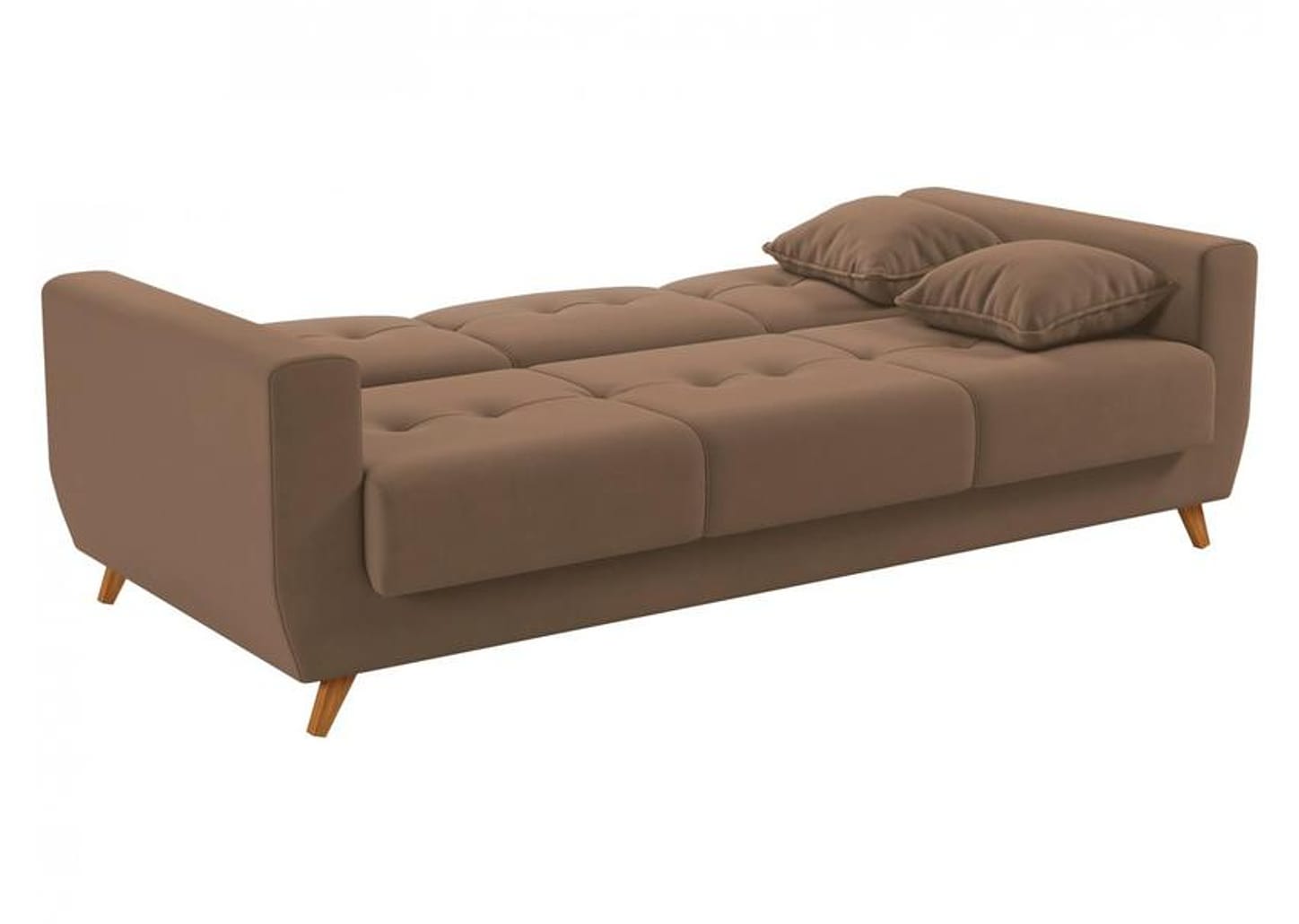 Sofá-cama Casal 3 Lugares com Baú Reclinável Veludo Matrix Pâmela