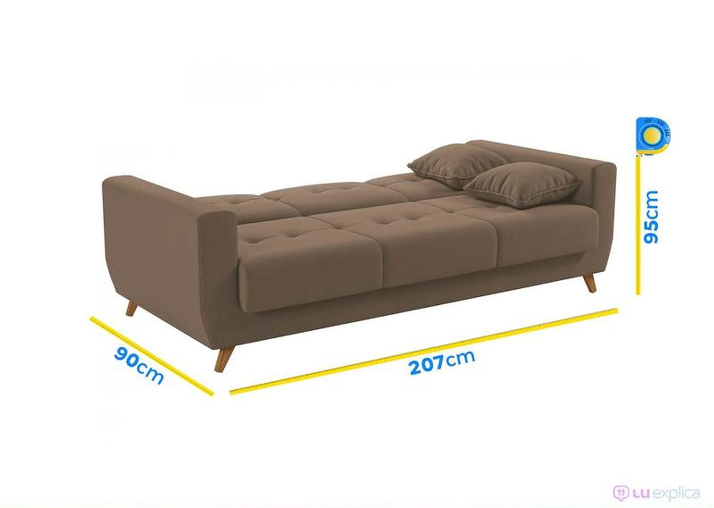 Sofá-cama Casal 3 Lugares com Baú Reclinável Veludo Matrix Pâmela