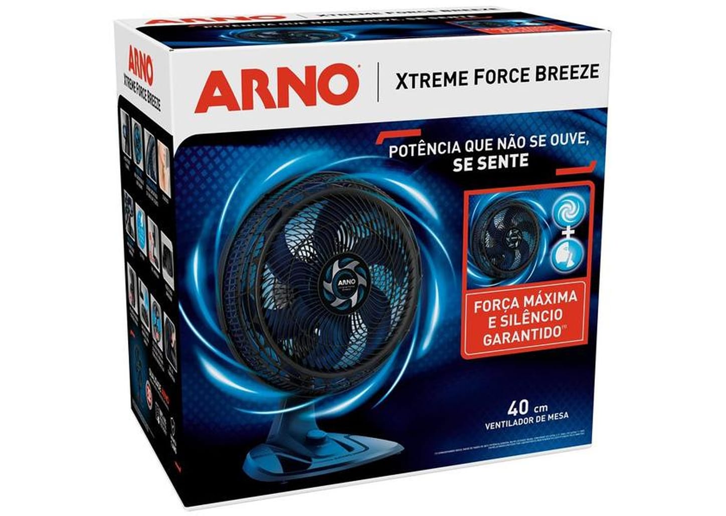 Ventilador de Mesa Arno Xtreme Force Breeze VB40 40cm 6 Pás 3 Velocidades Preto e Azul