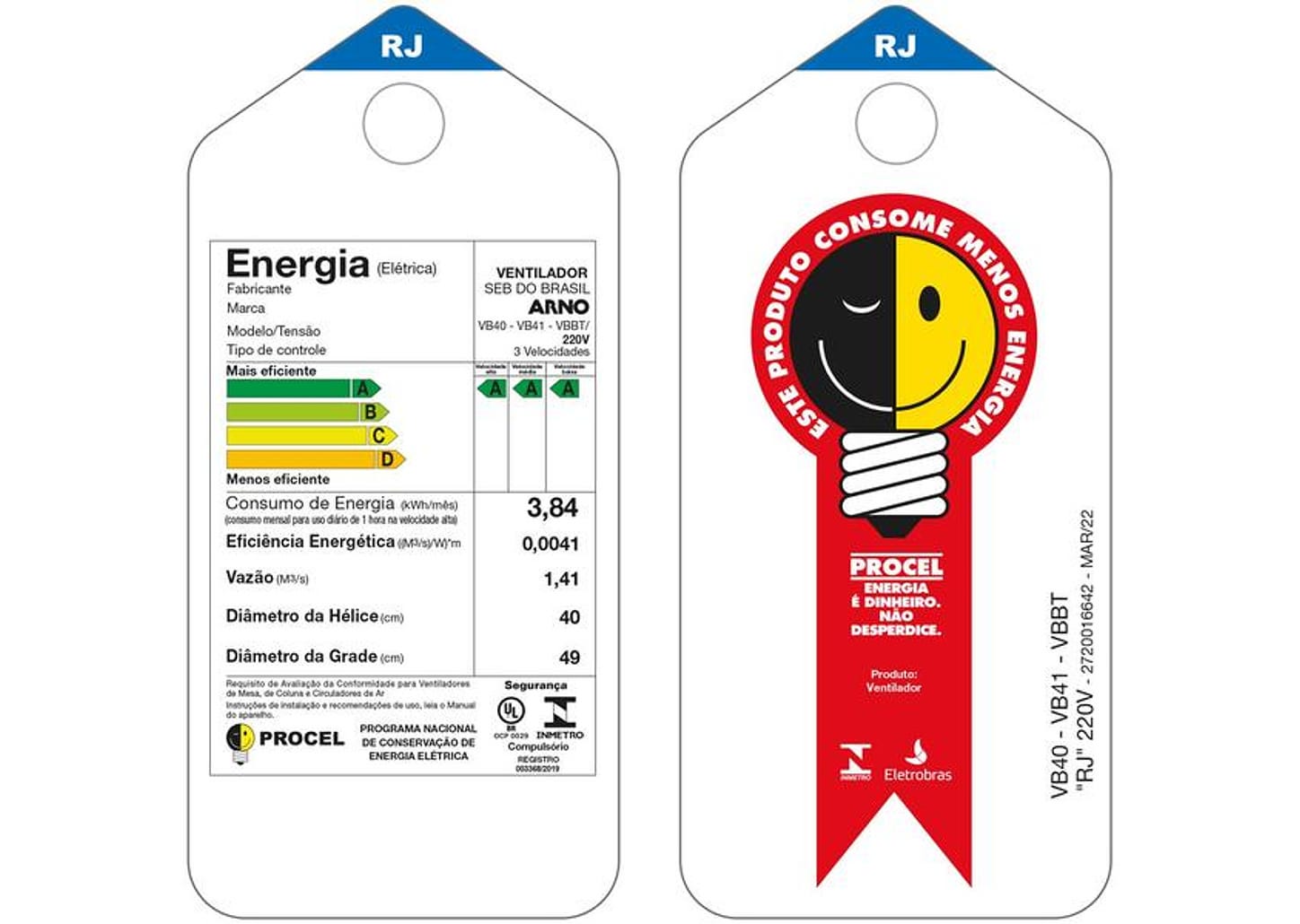 Ventilador de Mesa Arno Xtreme Force Breeze VB40 40cm 6 Pás 3 Velocidades Preto e Azul