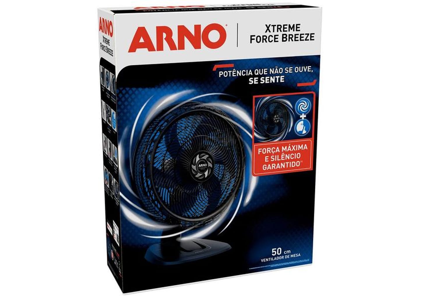 Ventilador de Mesa Xtreme Force Breeze VB50 50cm 6 Pás 3 Velocidades Preto e Azul