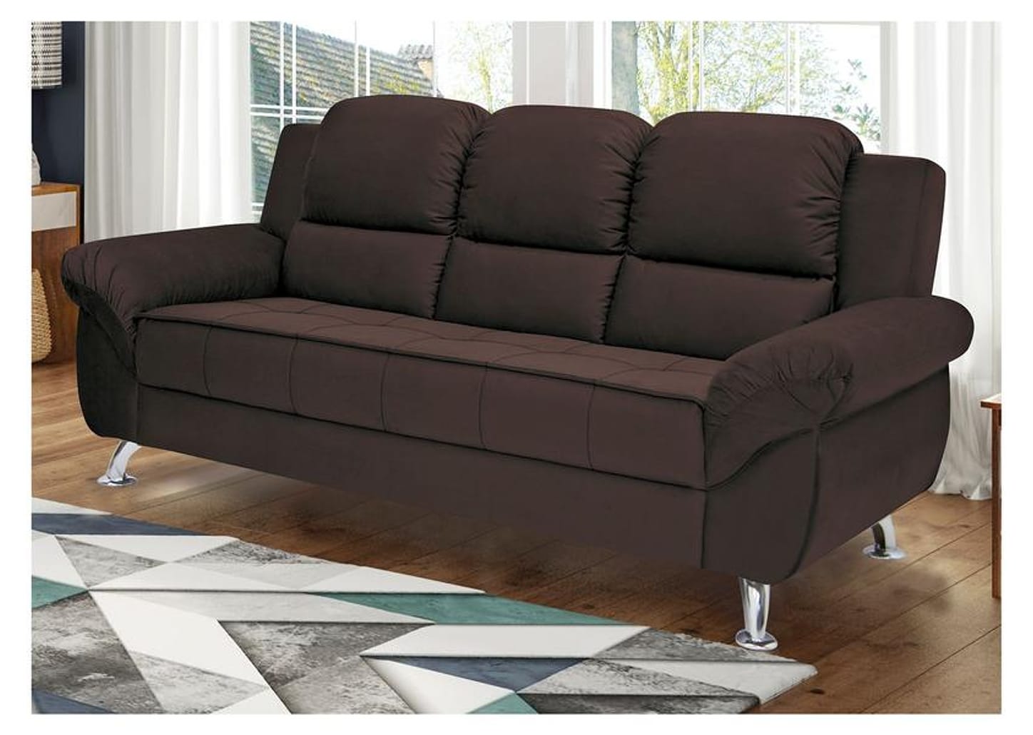 Sofá 3 Lugares Suede Marselha Linoforte