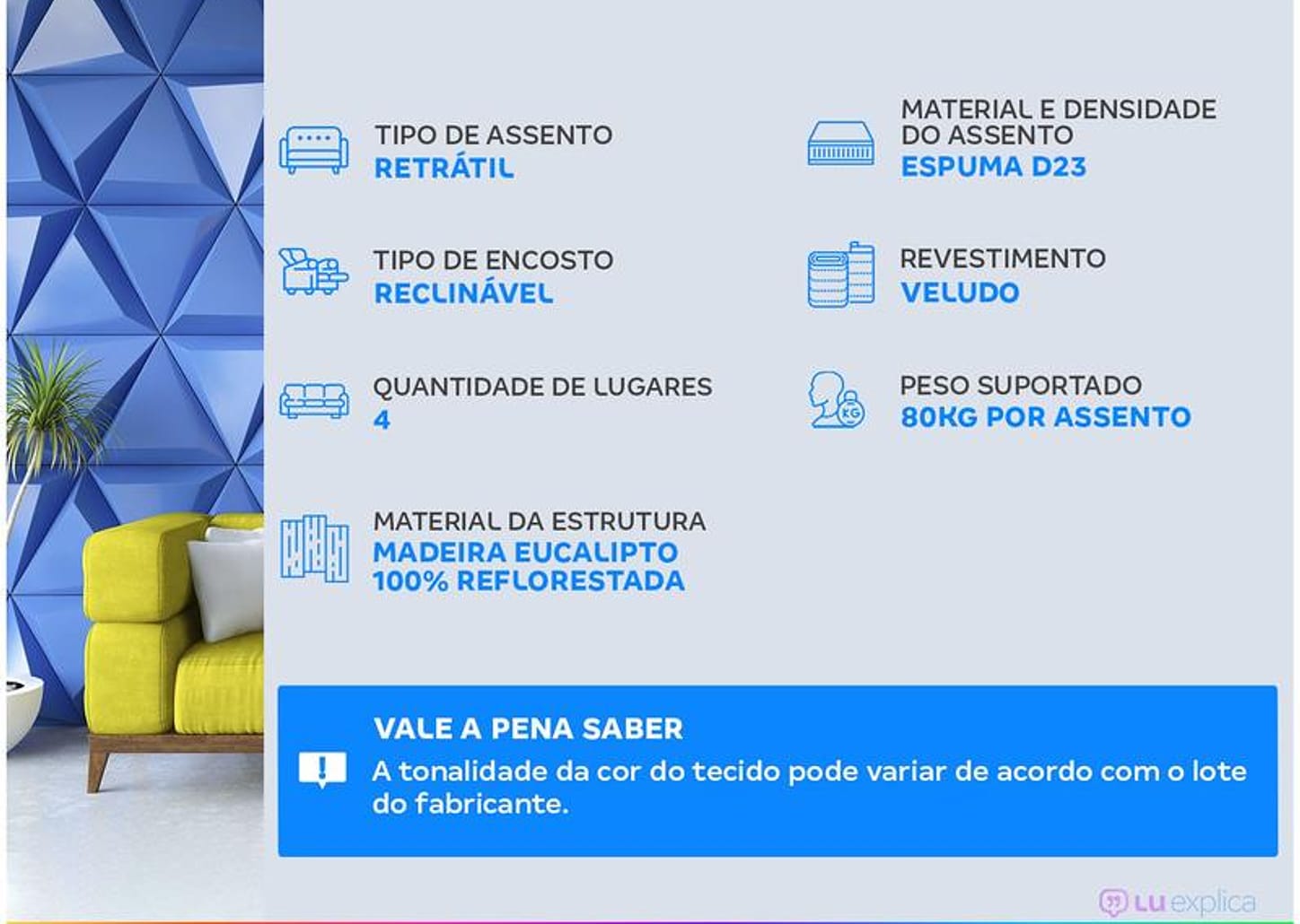 Sofá Retrátil Reclinável 4 Lugares Veludo Phormatta Costa Rica SMP