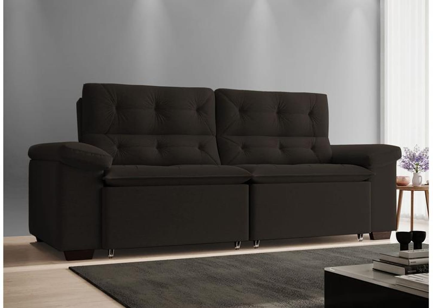 Sofá Retrátil Reclinável 4 Lugares Veludo Phormatta Costa Rica SMP