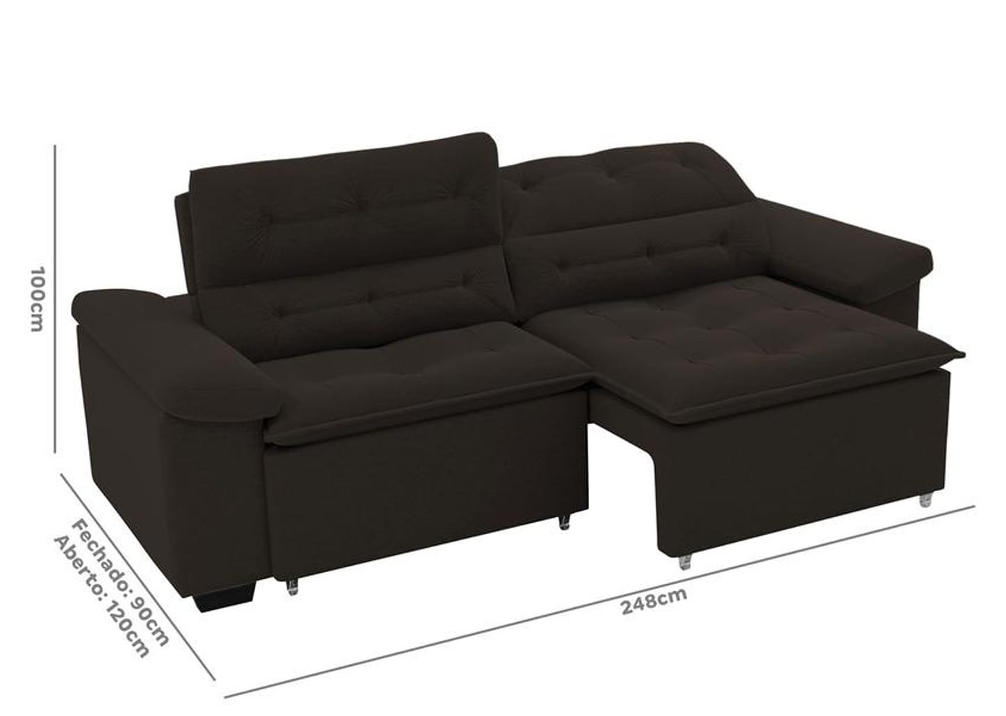 Sofá Retrátil Reclinável 4 Lugares Veludo Phormatta Costa Rica SMP