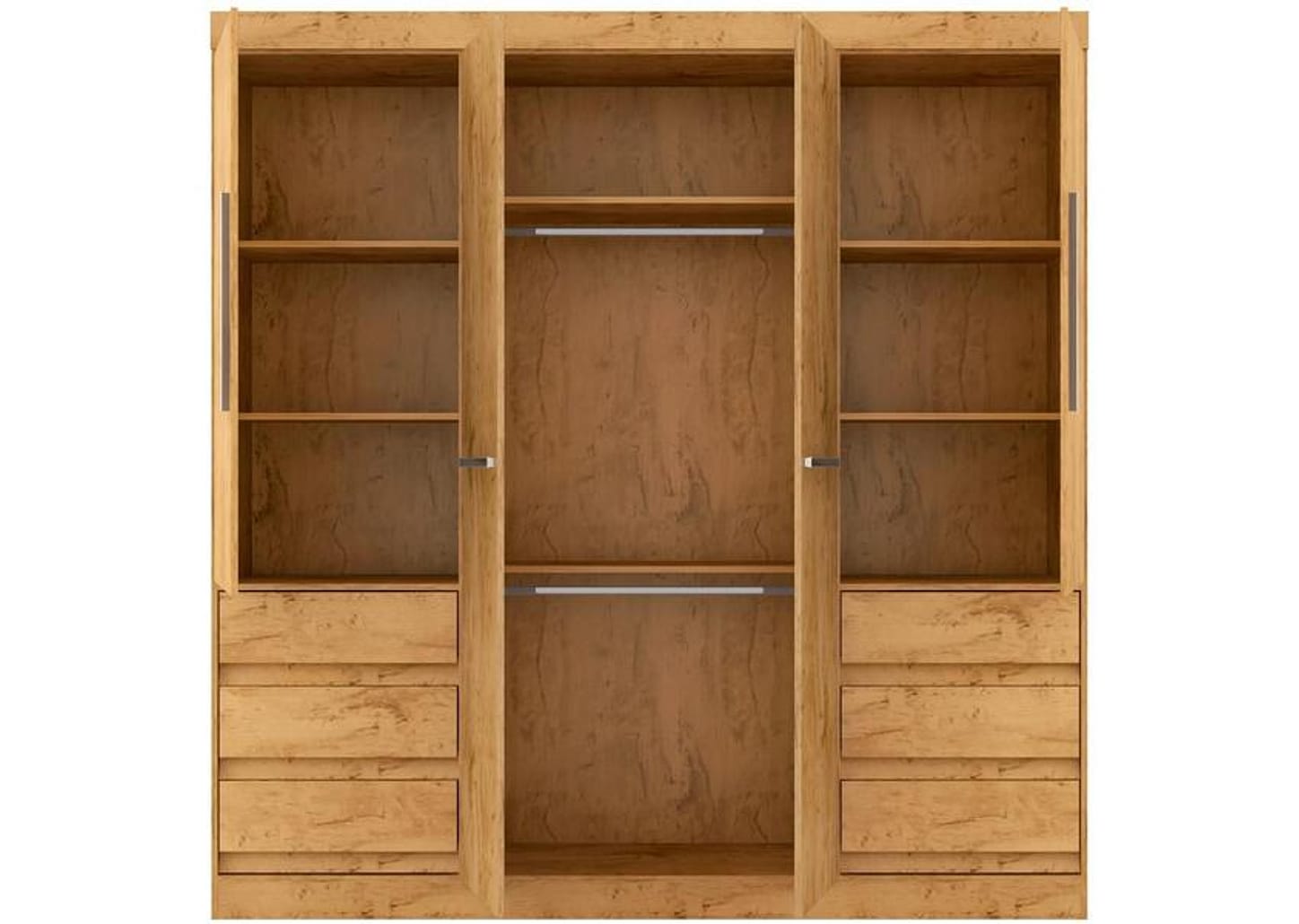 Guarda-roupa Casal com Espelho 4 Portas 6 Gavetas Araplac Sofia