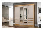 Guarda-roupa Casal com Espelho 4 Portas 6 Gavetas Araplac Sofia