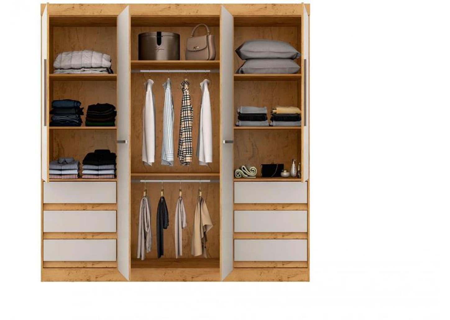 Guarda-roupa Casal com Espelho 4 Portas 6 Gavetas Araplac Sofia