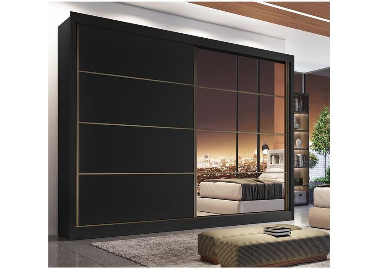 Guarda-roupa Casal com Espelho 2 Portas de Correr Made Marcs Moscou